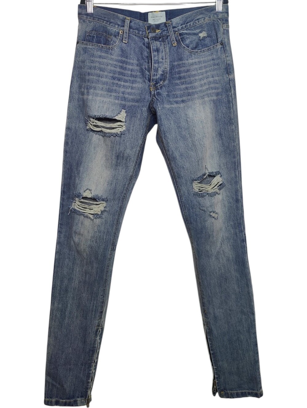 FEAR OF GOD Jeans 32 Fourth Collection 2015-2016 Distressed Denim Zip Ankle Mens